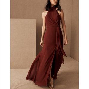 Jenny Yoo Elliyah Maroon Burgundy Halter Dress